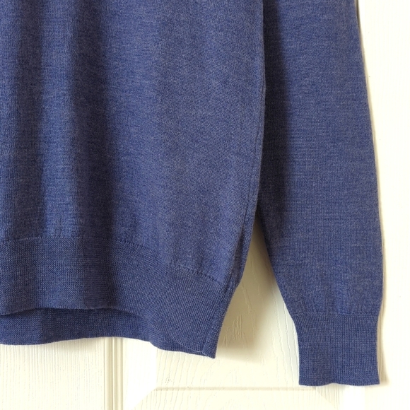 Lord & Taylor Classic 100% Extra Fine Merino Wool V-neck Sweater Purple Large - Picture 7 of 10